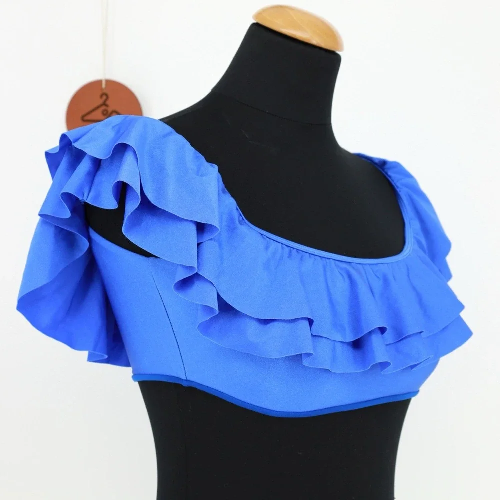 Lovers‎ + Friends Oisin Ruffle Bikini Top in Ocean Blue Size XS NWT Swimwear - Picture 2 of 6